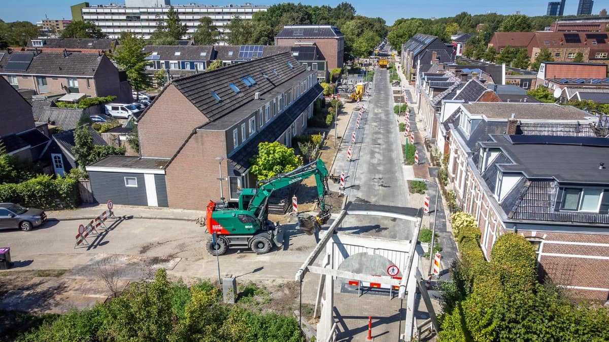 Werkterrein aan de Huizumerlaan in Leeuwarden